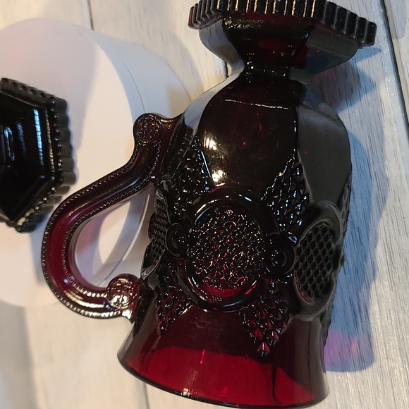 Set of 2 Vintage Avon 1876 Cape Cod Ruby Red Glass 5" Footed Irish Coffee Mugs - Picture 4 of 9